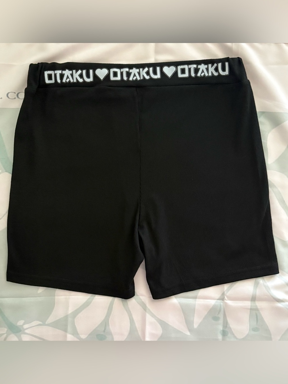 Otaku Black Ribbed Bike Shorts with OTAKU Elastic Waist - Picture 9 of 9
